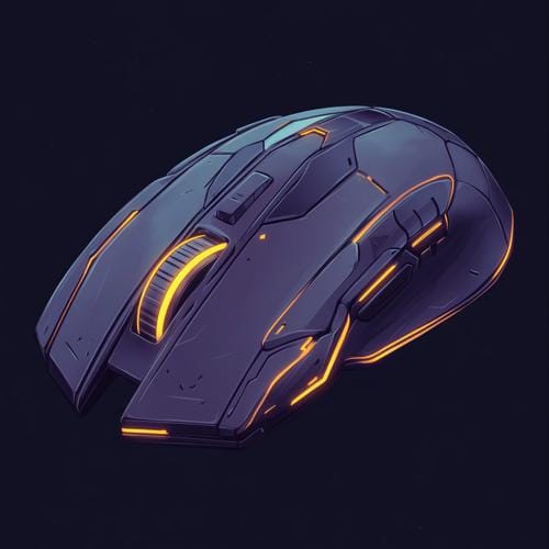 Souris gaming Roccat ergonomique posée sur un bureau, son câble souple retombant sans tension