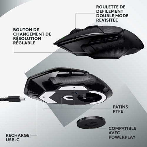 Test & Avis de la Souris Gaming Logitech G502 X Lightspeed – Noir (vue 2)