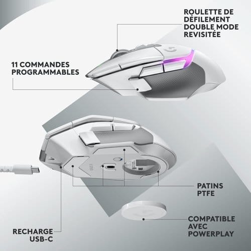 Test & Avis de la Souris Gaming Logitech G502 X Plus Lightspeed – Blanc (vue 4)