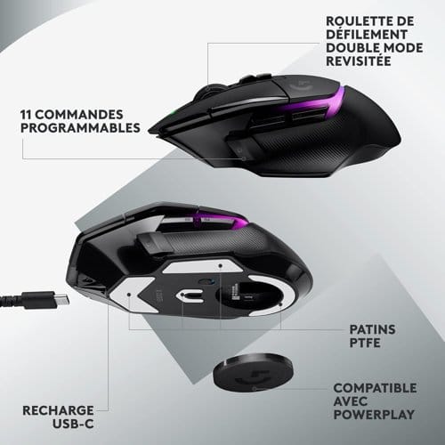 Test & Avis de la Souris Gaming Logitech G502 X Plus Lightspeed – Noir (vue 4)