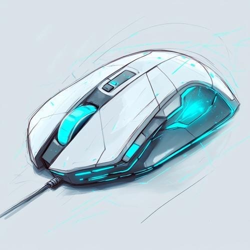 Souris gaming sur un bureau de joueur à côté d'un volant de simulation : le rôle de la souris dans les jeux de course