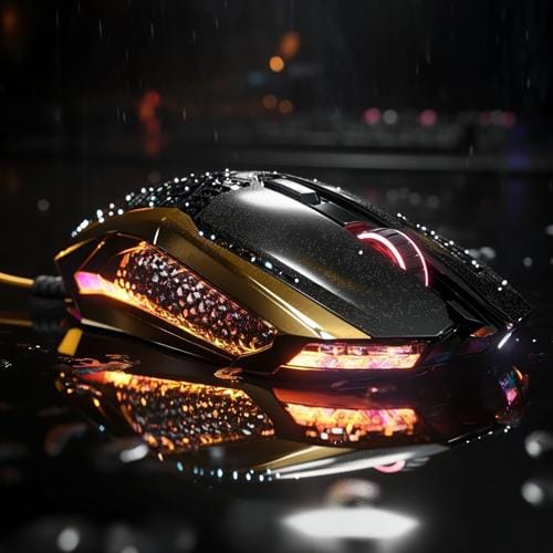 Plusieurs souris gaming de marques différentes sur un bureau de joueur, pour comparer les meilleures marques